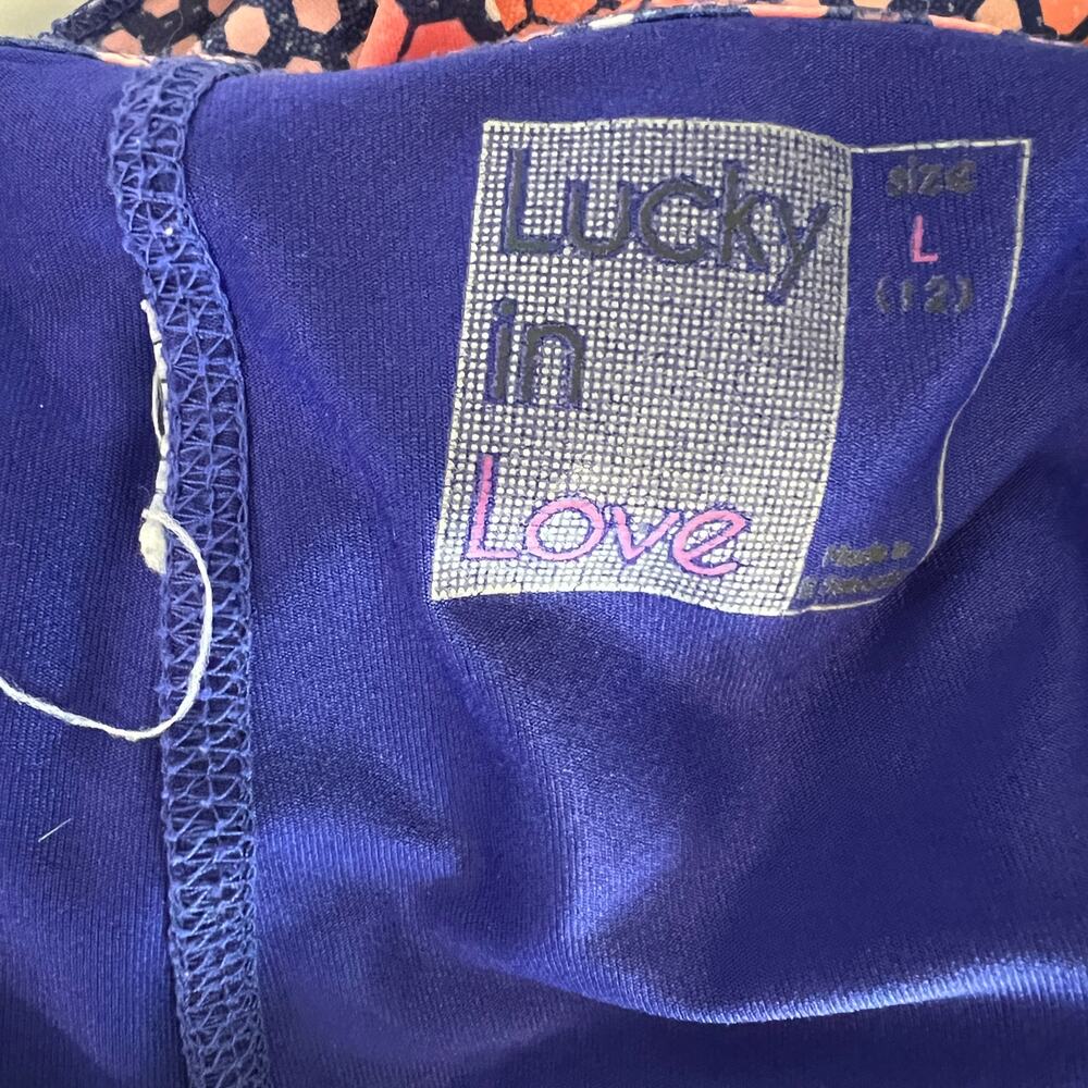 Lucky in Love Pink Blue Polka Dot Metallic Tennis Skirt Skort Sz L 12 Pickleball - Picture 11 of 11